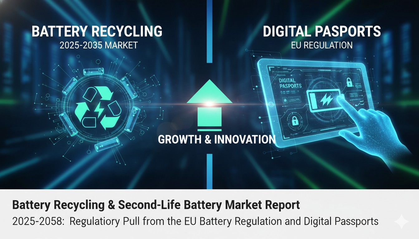 Illustration of electric vehicle batteries being recycled under EU regulatory framework