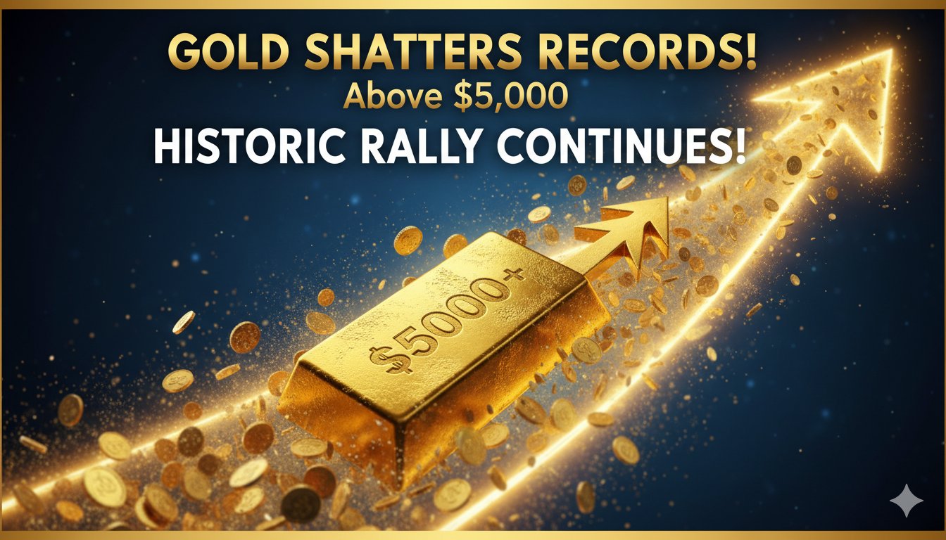 Stacks of gold bars with a rising price chart overlay