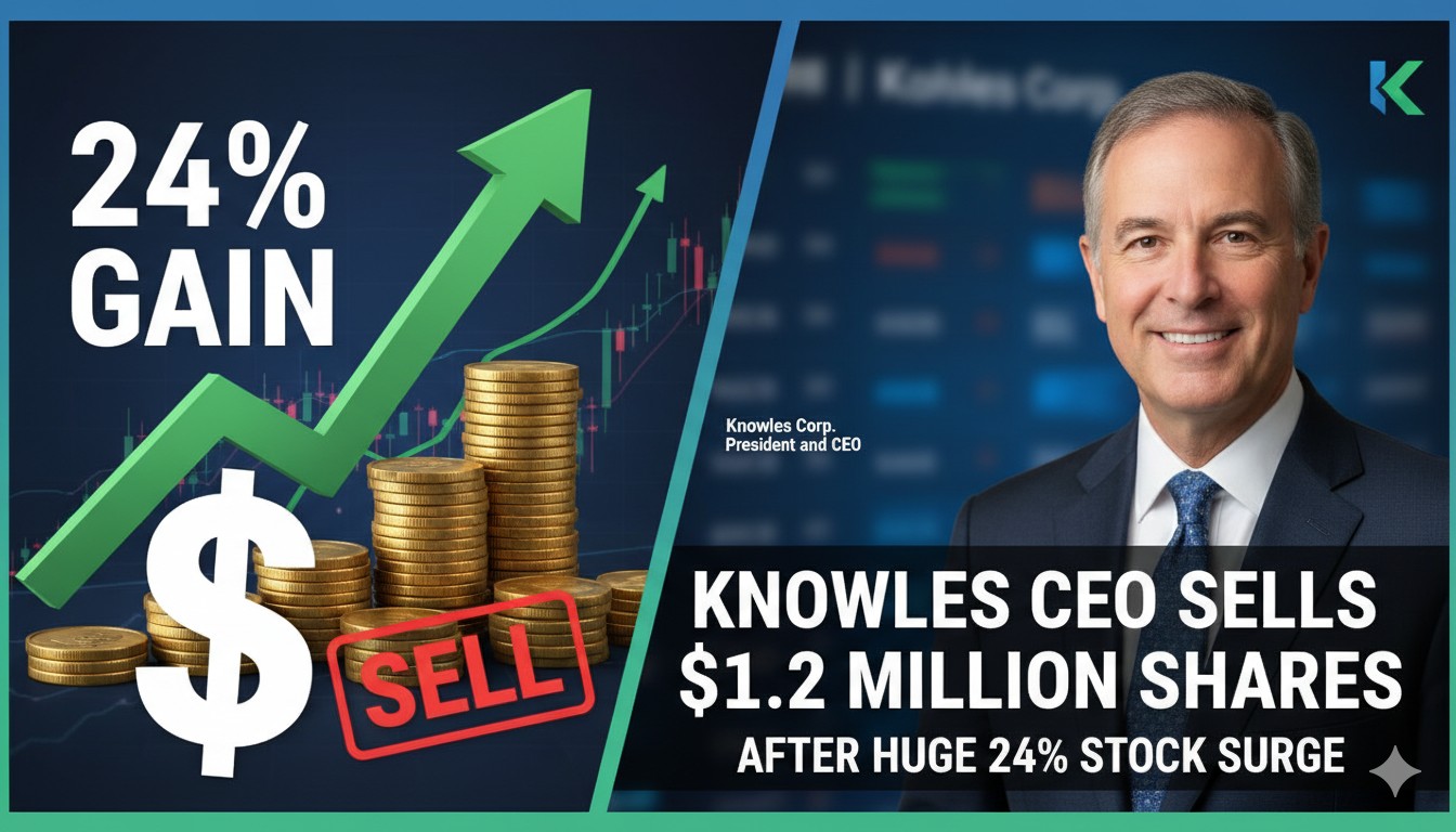 Graph depicting upward trend in Knowles Corp stock price with annotation for insider sale event