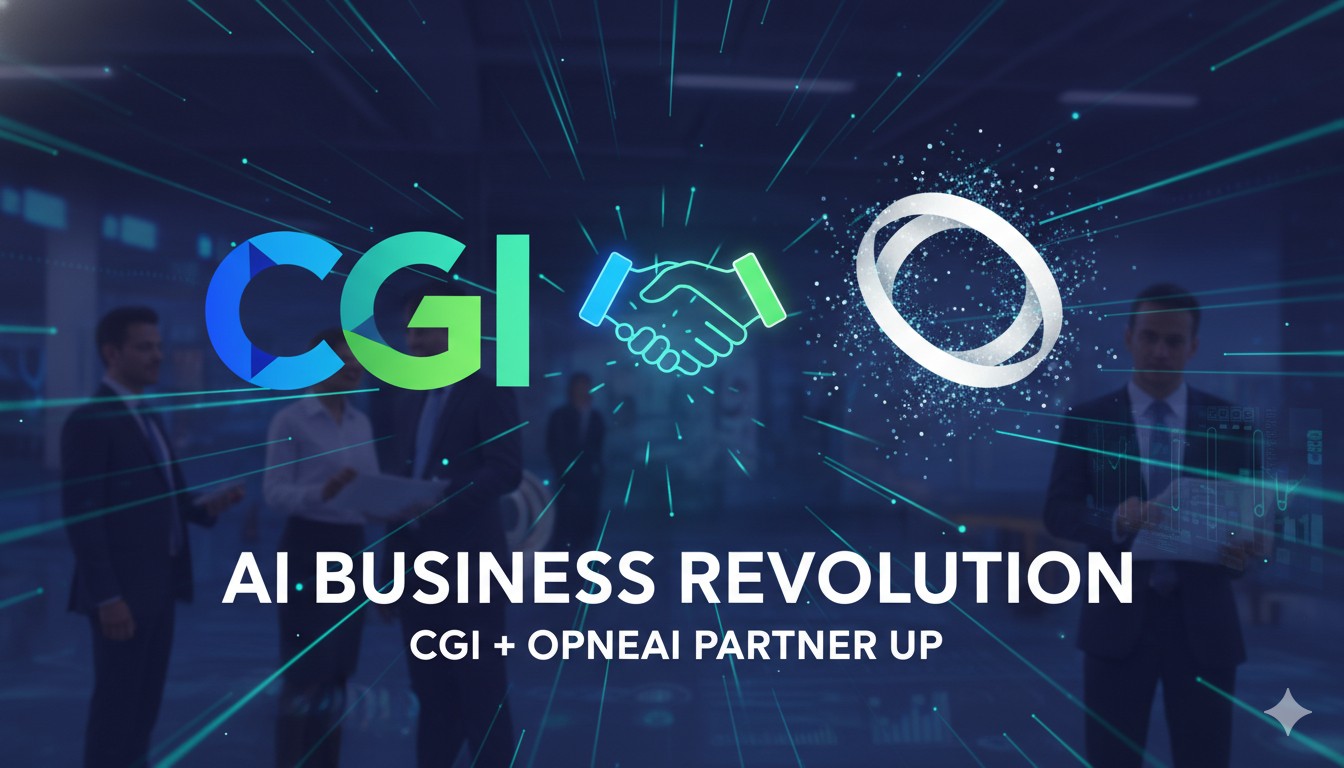 Alt Text for featured image : CGI and OpenAI logo collaboration handshake representing enterprise AI alliance