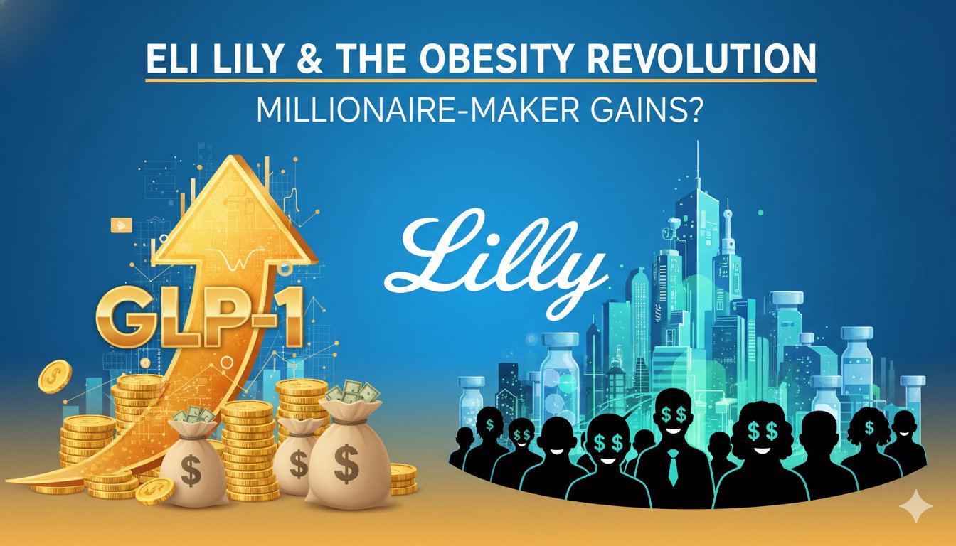 Eli Lilly corporate headquarters building with modern architecture and company logo, representing leadership in GLP-1 obesity drugs.