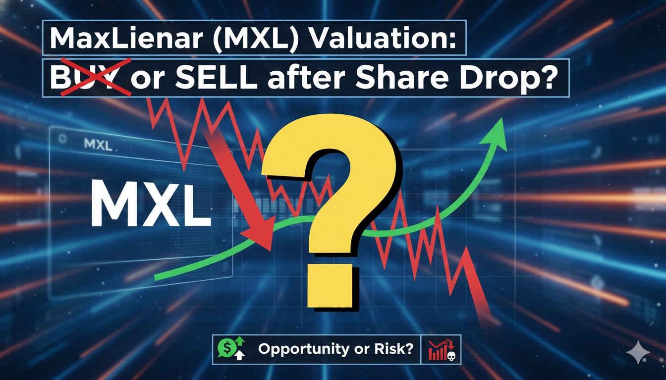 Chart showing MaxLinear (MXL) stock price trend with recent weakness and valuation metrics overlay